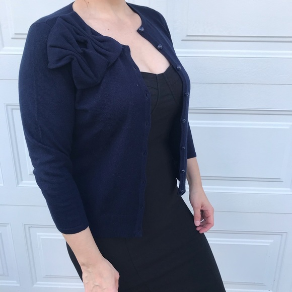 U-knits cardigan Military navy blue Bow rockabilly - Picture 2 of 11